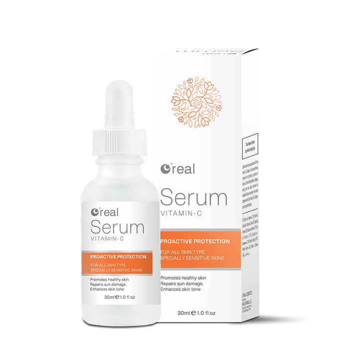 O’real Vitamin C Serum combines a powerhouse of vitamins and botanical extracts like Vitamin C, Niacinamide, and Aloe Vera to hydrate, brighten, and revitalize your skin. This luxurious formula helps diminish dark spots, firm and tighten, and leave you with a refreshed, healthy glow.